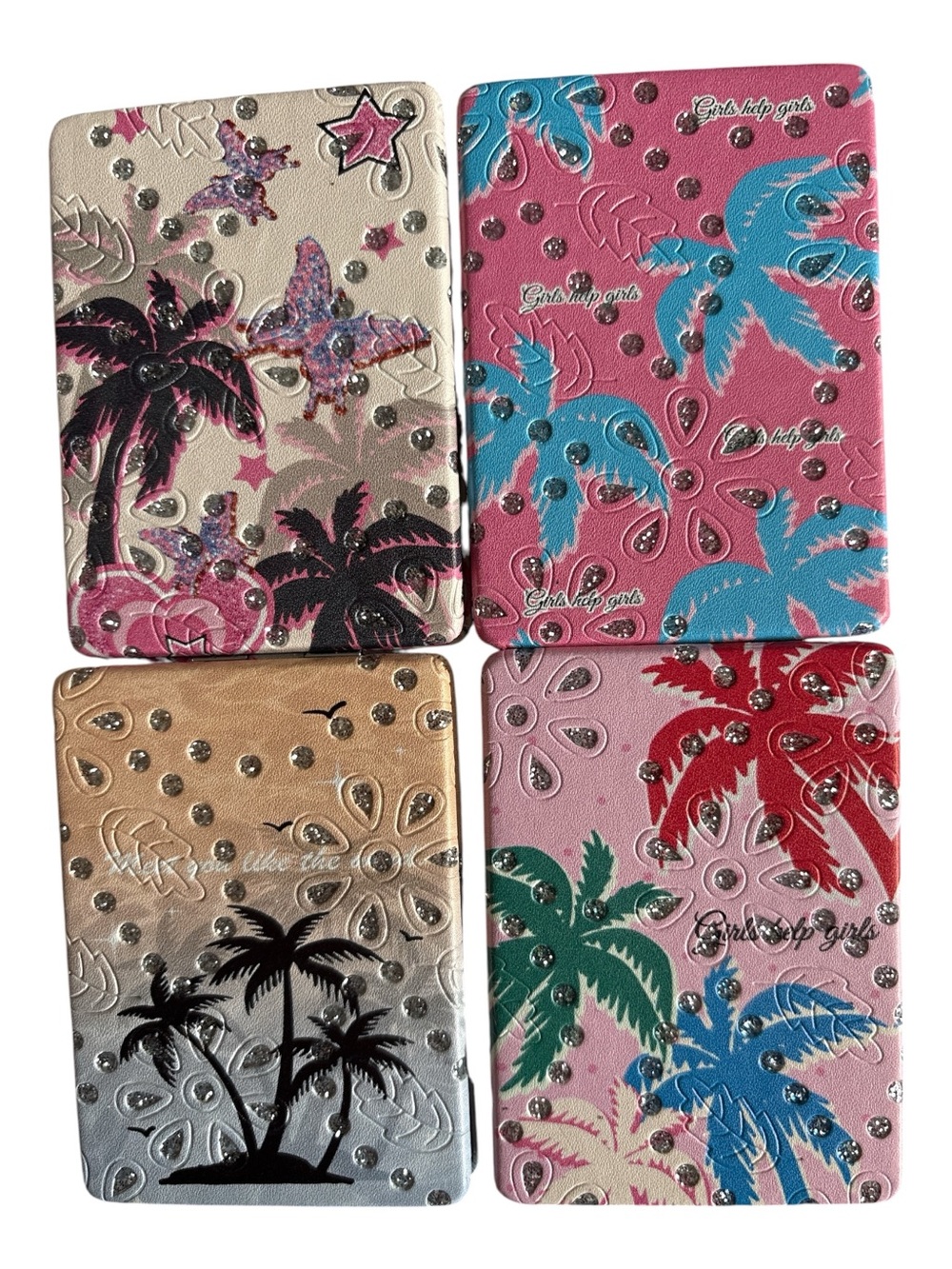 Tropical Palm Studded Double Sided Mirrors Plain & Magnified